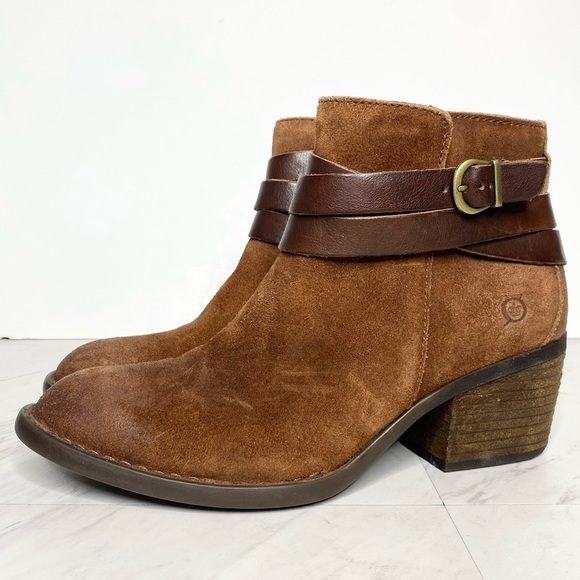 Born Payton Rust Tobacco Distressed Suede Bootie 7.5 M - Picture 1 of 14
